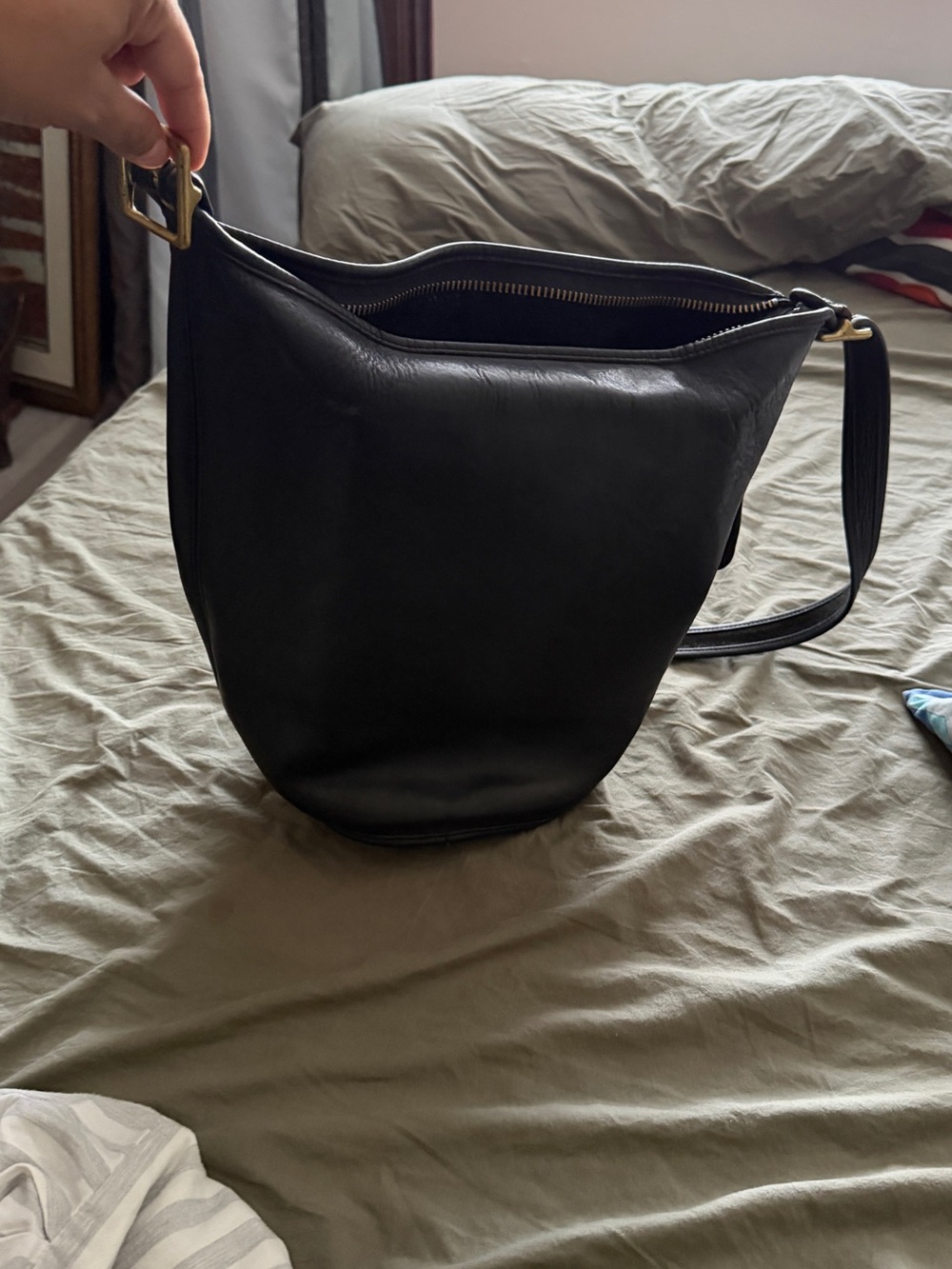 Coach sac bag Classic Black Leather Shoulder Bag by